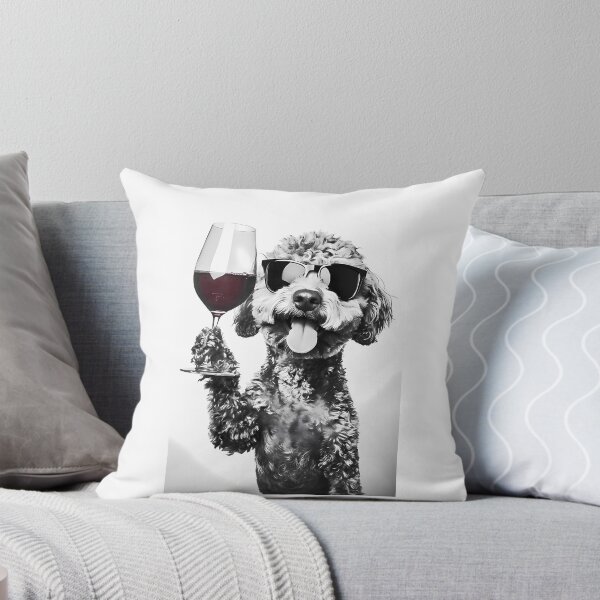 Item preview, Labradoodle Dog Drinking Red Wine  Wearing Sunglasses designed and sold by war-aooldridge.
