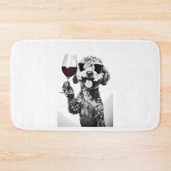 Item preview, Labradoodle Dog Drinking Red Wine  Wearing Sunglasses designed and sold by war-aooldridge.