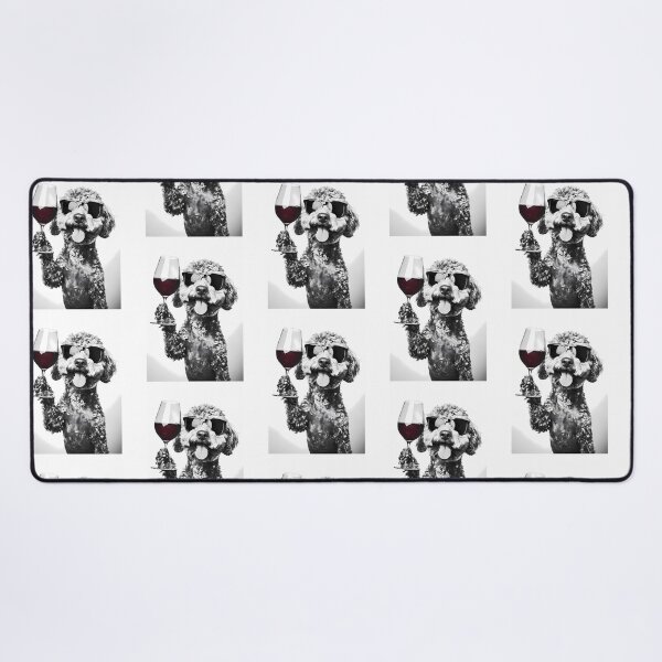 Item preview, Labradoodle Dog Drinking Red Wine Wearing Sunglasses designed and sold by war-aooldridge.