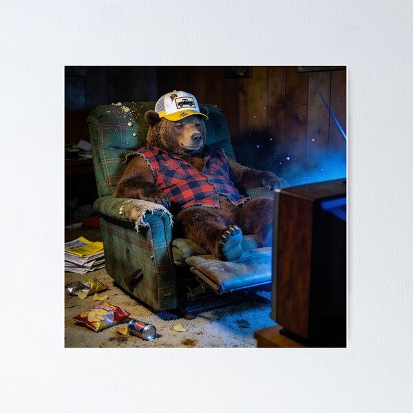 Item preview, Sloppy Bear Spends His Winter Watching Television designed and sold by Tridentulus.