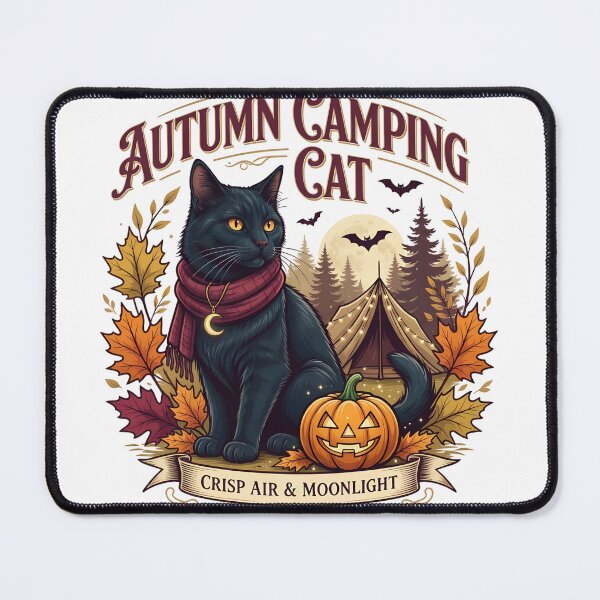 Item preview, Autumn Camping Cat Cozy Halloween Gothic Storybook Art designed and sold by HUTEND.