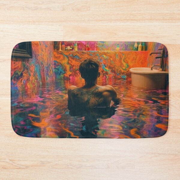 Item preview, Man Submerged in a Flooded Rainbow Bathroom designed and sold by MongLongStudio.