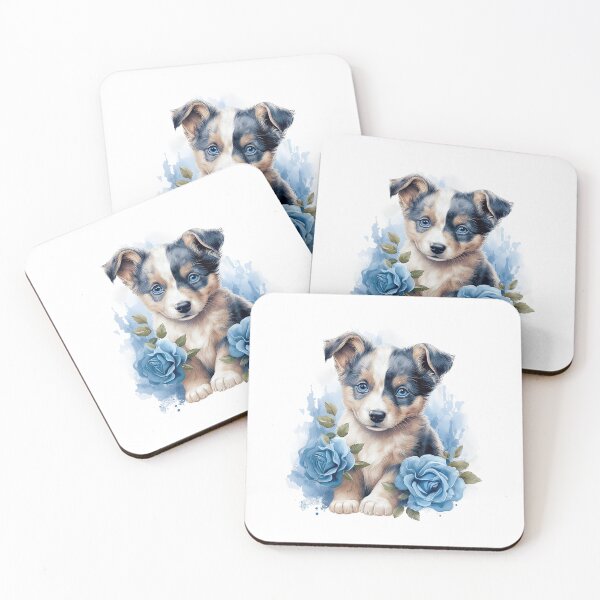 Item preview, Blue Rose Puppy | Elegant Floral Aesthetic Art designed and sold by Mandayartstudio.