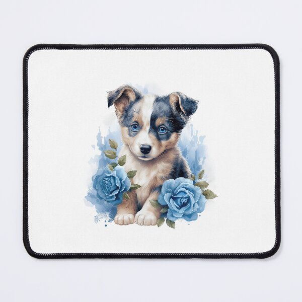 Item preview, Blue Rose Puppy | Elegant Floral Aesthetic Art designed and sold by Mandayartstudio.