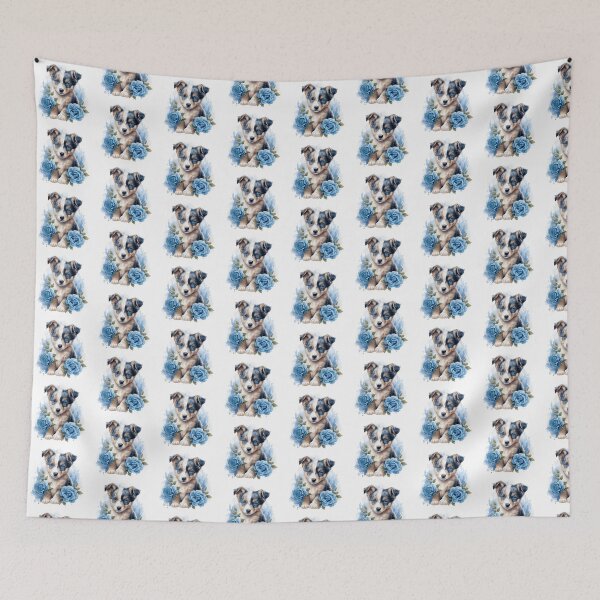 Item preview, Blue Rose Puppy | Elegant Floral Aesthetic Art designed and sold by Mandayartstudio.