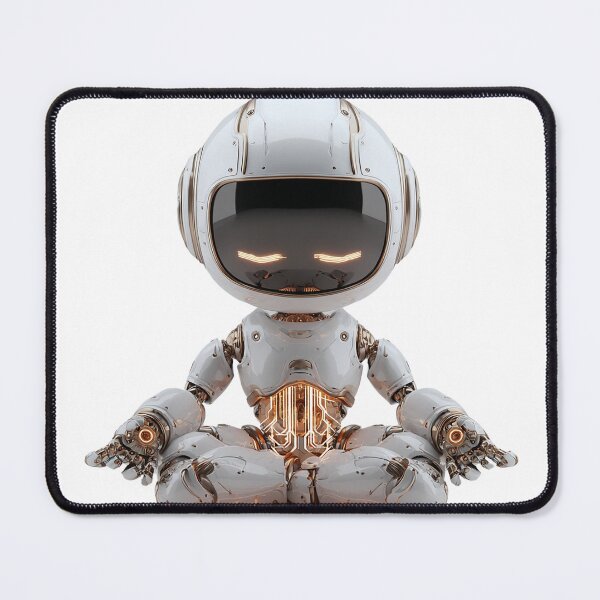 Item preview, Futuristic Monk Bot Meditating – Enlightened AI Concept Art designed and sold by Alphakenon.