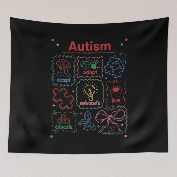 Item preview, Autism Acceptance Doodle Collage Support designed and sold by Kaliundt.