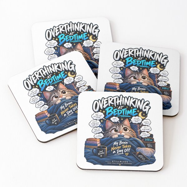 Item preview, Overthinking at Bedtime – Funny Cat Overthinker Humor designed and sold by BilcoStillbaze.