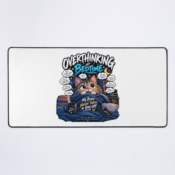 Item preview, Overthinking at Bedtime – Funny Cat Overthinker Humor designed and sold by BilcoStillbaze.