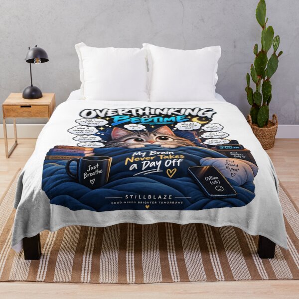 Item preview, Overthinking at Bedtime – Funny Cat Overthinker Humor designed and sold by BilcoStillbaze.