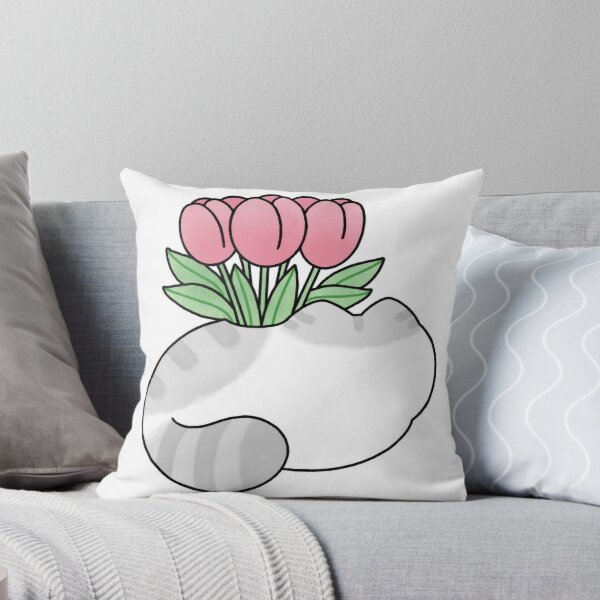 Item preview, Adorable gray cat vase with tulips designed and sold by Rohyadalim.