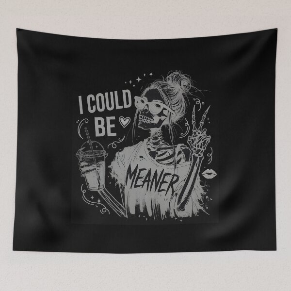 Item preview, I Could Be Meaner Skeleton Peace Sign Coffee designed and sold by Kaliundt.