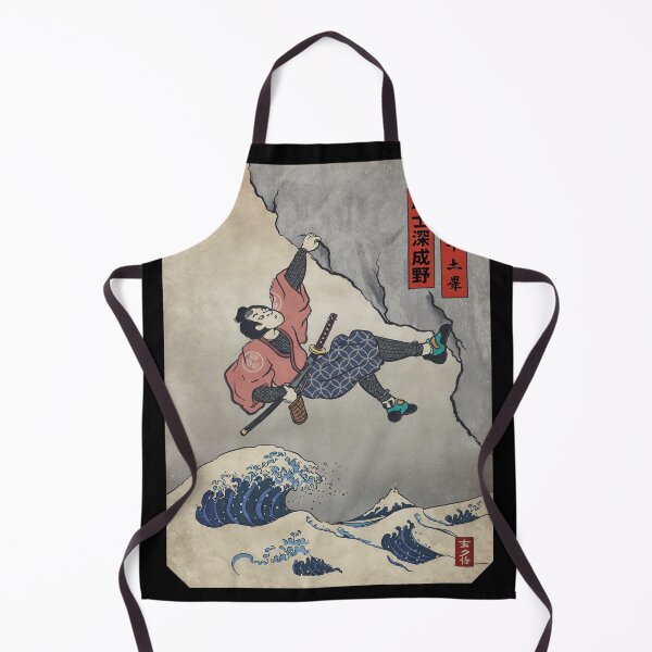 Item preview, Samurai Climbing Ukiyo-e Wave Art designed and sold by SADIERMANN.