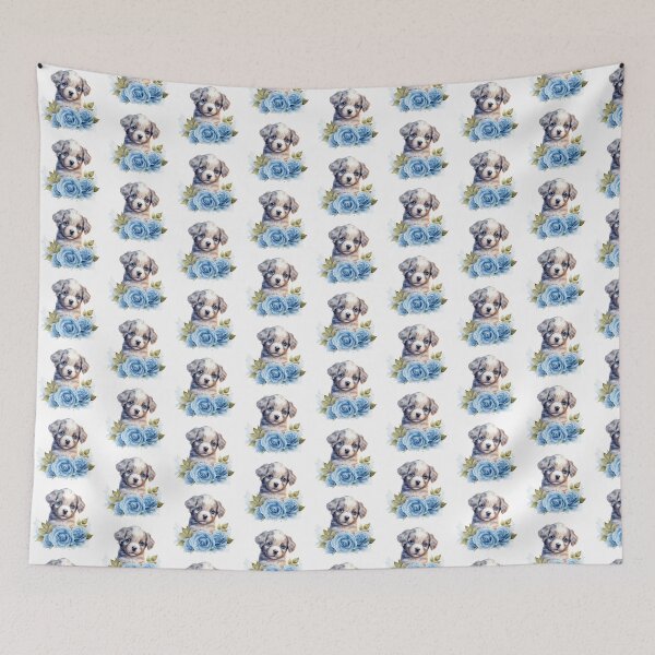 Item preview, Blue Rose Puppy | Elegant Floral Aesthetic Art designed and sold by Mandayartstudio.