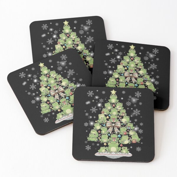 Item preview, Frog Christmas Tree with Ornaments and Snowflakes Design designed and sold by MiALopezArt.