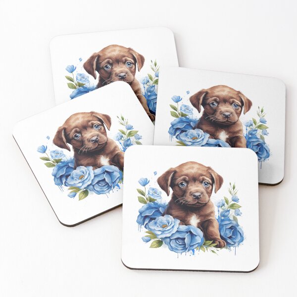 Item preview, Blue Rose Puppy | Elegant Floral Aesthetic Art designed and sold by Mandayartstudio.