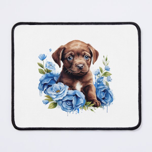 Item preview, Blue Rose Puppy | Elegant Floral Aesthetic Art designed and sold by Mandayartstudio.