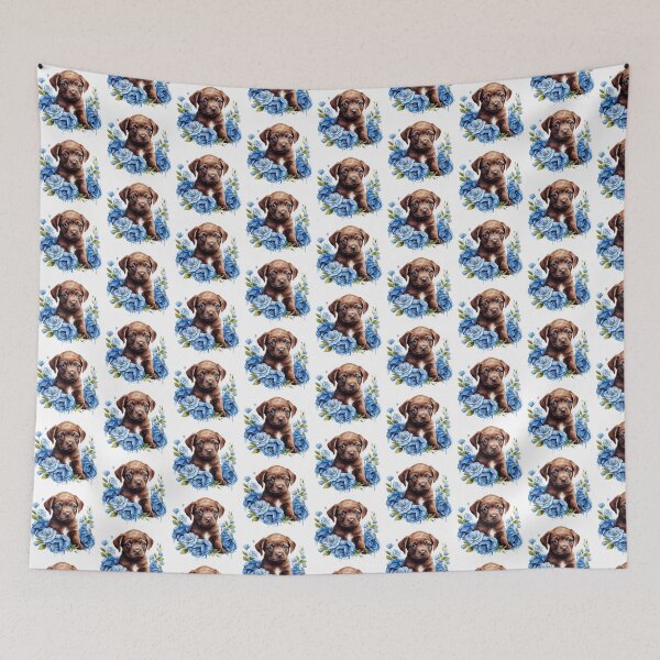 Item preview, Blue Rose Puppy | Elegant Floral Aesthetic Art designed and sold by Mandayartstudio.