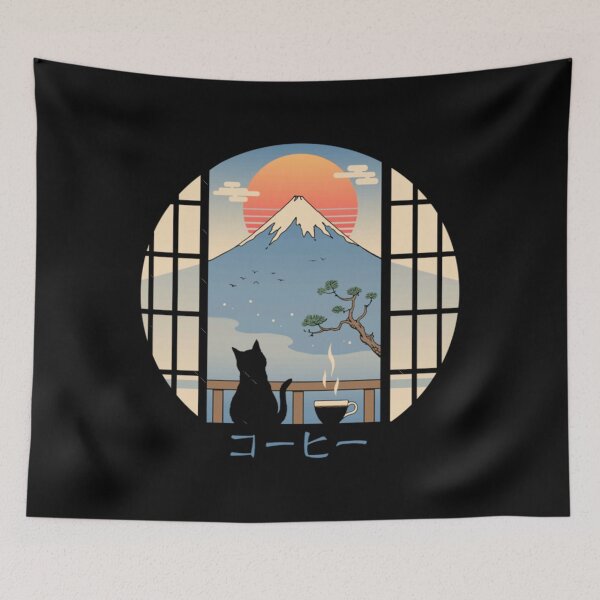 Item preview, coffee cat in mt. fuji designed and sold by ADAMCHANEY.
