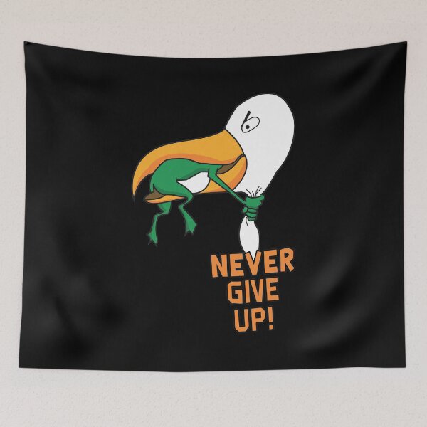 Item preview, Pelican Frog Never Give Up Funny Cartoon designed and sold by KENNETHPAGANJON.