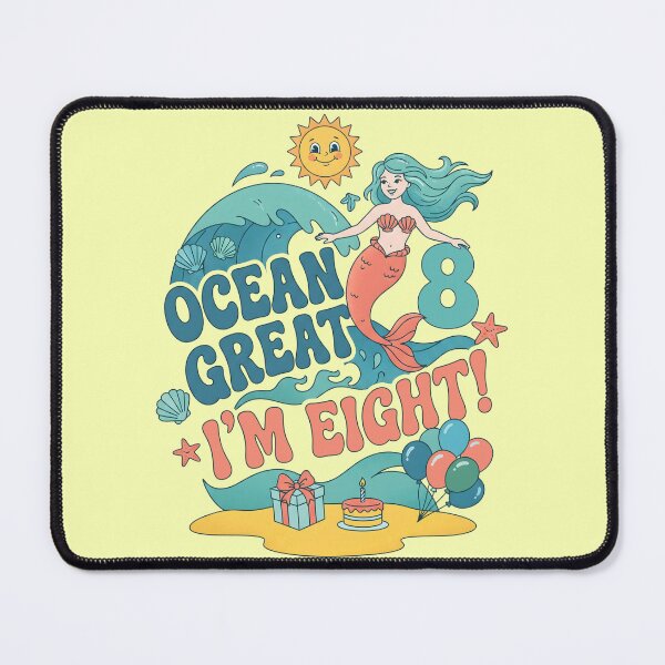 Item preview, Ocean Great, I’m Eight! 8th Birthday – Cute Mermaid Ocean Design designed and sold by Sea Gem.