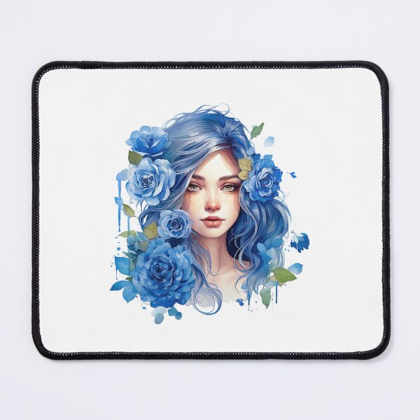 Item preview, Blue Rose Girl | Elegant Floral Aesthetic Art designed and sold by Mandayartstudio.