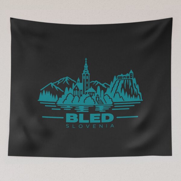 Artikelvorschau, Bled, Slowenien – Linienkunst-See-Poster entworfen und verkauft von CMYKStudio.