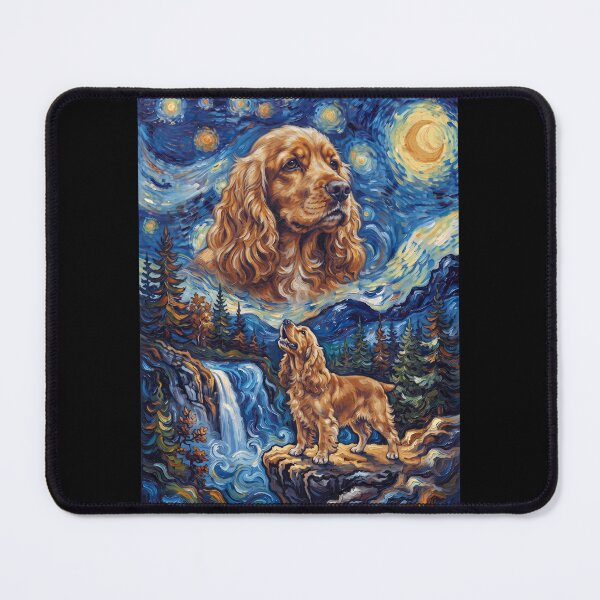 Item preview, Cocker Spaniel Howling Moon Starry Night Van Gogh Art Dog Lover designed and sold by dian-rody-crest.