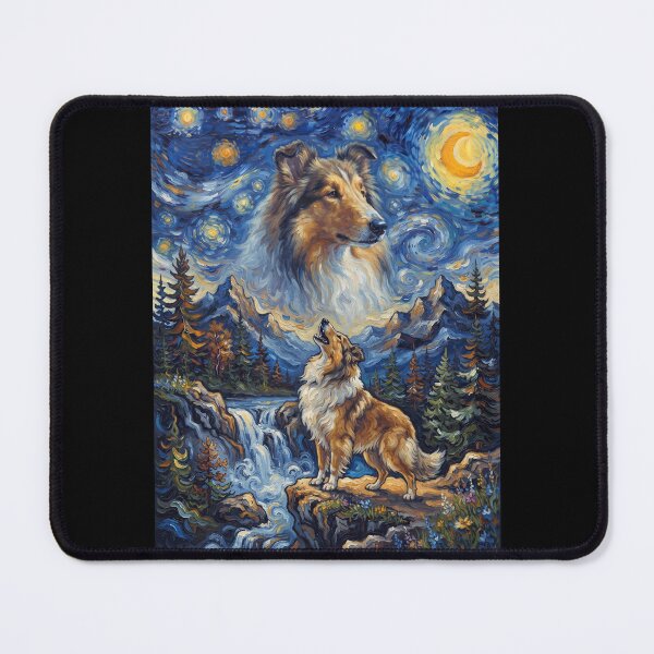Item preview, Collie Howling Moon Starry Night Van Gogh Art Dog Lover designed and sold by dian-rody-crest.