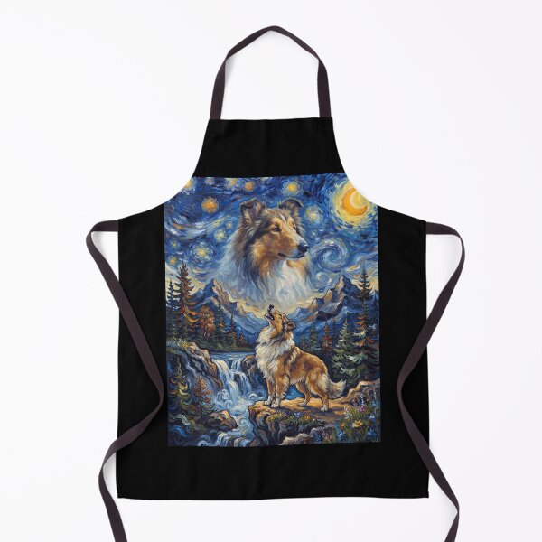 Item preview, Collie Howling Moon Starry Night Van Gogh Art Dog Lover designed and sold by dian-rody-crest.