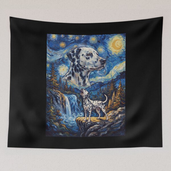 Item preview, Dalmatian Howling Moon Starry Night Van Gogh Art Animal Lover designed and sold by dian-rody-crest.