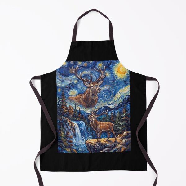 Item preview, Deer Howling Moon Starry Night Van Gogh Art Animal Lover designed and sold by dian-rody-crest.