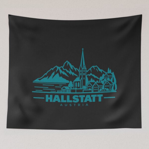 Item preview, Hallstatt Austria Line Art Lake Poster designed and sold by CMYKStudio.