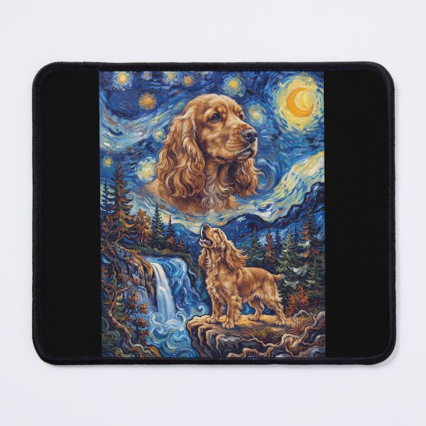Item preview, English Cocker Spaniel Howling Moon Starry Night Van Gogh Art Animal Lover designed and sold by dian-rody-crest.