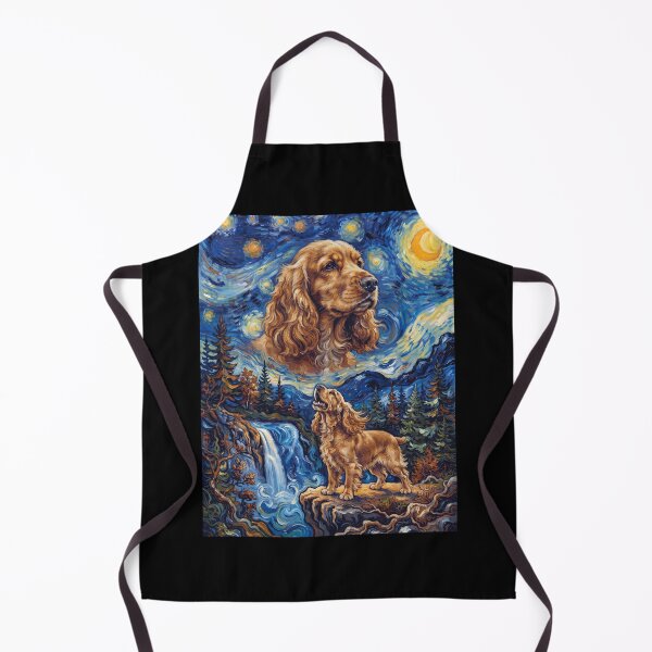 Item preview, English Cocker Spaniel Howling Moon Starry Night Van Gogh Art Animal Lover designed and sold by dian-rody-crest.