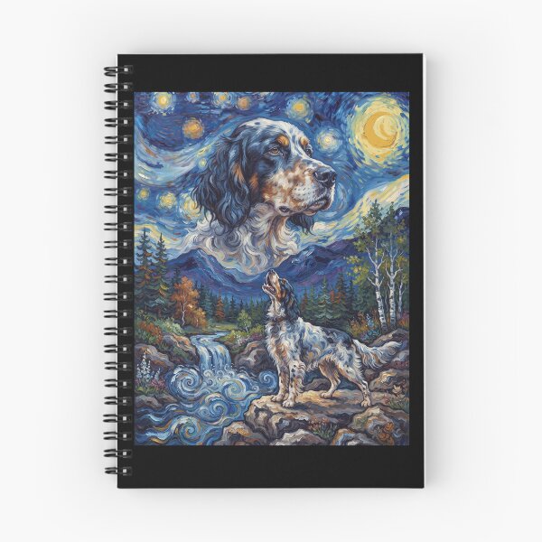 Artikelvorschau, Englischer Setter, heulender Mond, Sternennacht, Van Gogh-Kunst, Tierliebhaber entworfen und verkauft von dian-rody-crest.