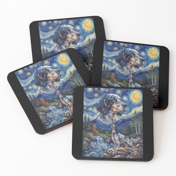 Item preview, English Setter Howling Moon Starry Night Van Gogh Art Animal Lover designed and sold by dian-rody-crest.