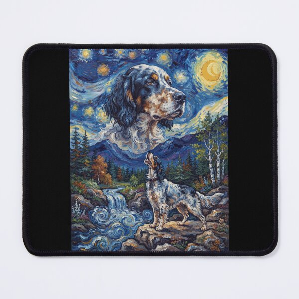Item preview, English Setter Howling Moon Starry Night Van Gogh Art Animal Lover designed and sold by dian-rody-crest.