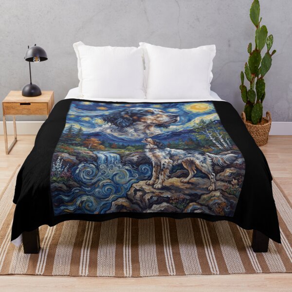 Item preview, English Setter Howling Moon Starry Night Van Gogh Art Animal Lover designed and sold by dian-rody-crest.