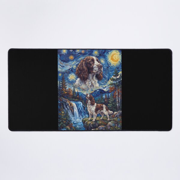 Item preview, English Springer Spaniel Howling Moon Starry Night Van Gogh Art Dog Lover designed and sold by dian-rody-crest.