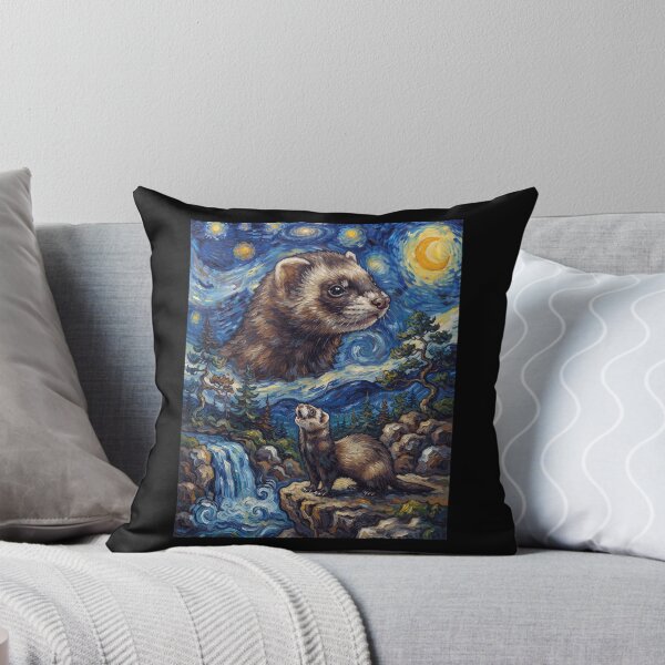 Item preview, Ferret Howling Moon Starry Night Van Gogh Art Animal Lover designed and sold by dian-rody-crest.