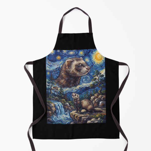 Item preview, Ferret Howling Moon Starry Night Van Gogh Art Animal Lover designed and sold by dian-rody-crest.