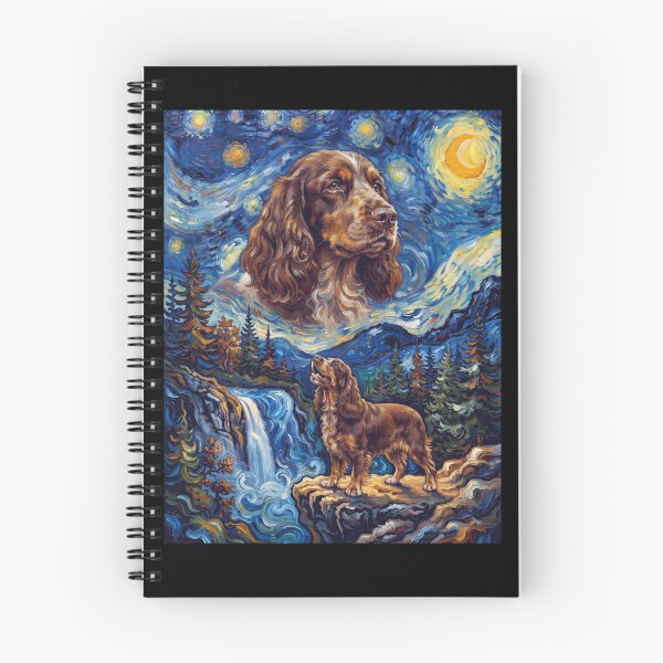 Item preview, Field Spaniel Howling Moon Starry Night Van Gogh Art Animal Lover designed and sold by dian-rody-crest.