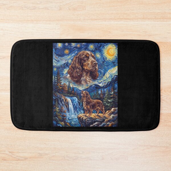 Item preview, Field Spaniel Howling Moon Starry Night Van Gogh Art Animal Lover designed and sold by dian-rody-crest.