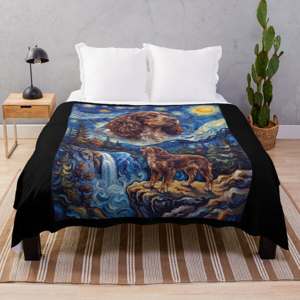 Item preview, Field Spaniel Howling Moon Starry Night Van Gogh Art Animal Lover designed and sold by dian-rody-crest.