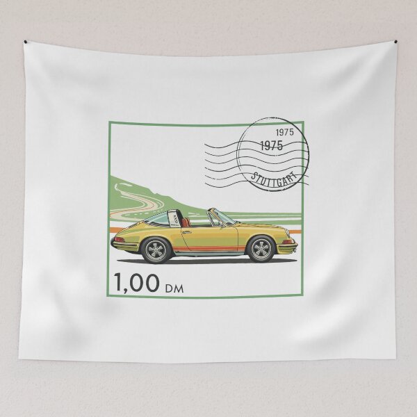 Item preview, Vintage Yellow Sports Car Stamp Illustration designed and sold by KENNETHPAGANJON.