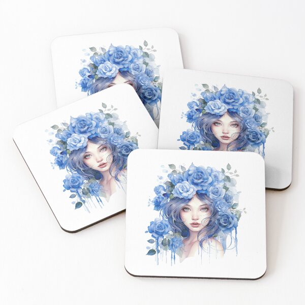 Item preview, Blue Rose Girl | Elegant Floral Aesthetic Art designed and sold by Mandayartstudio.