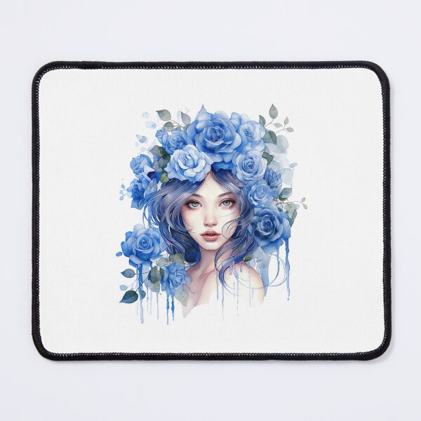 Item preview, Blue Rose Girl | Elegant Floral Aesthetic Art designed and sold by Mandayartstudio.