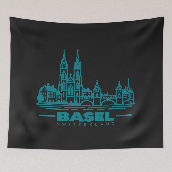 Item preview, Basel Switzerland Line Art Skyline Poster designed and sold by CMYKStudio.