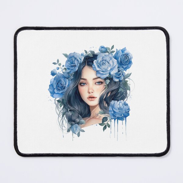Item preview, Blue Rose Girl | Elegant Floral Aesthetic Art designed and sold by Mandayartstudio.